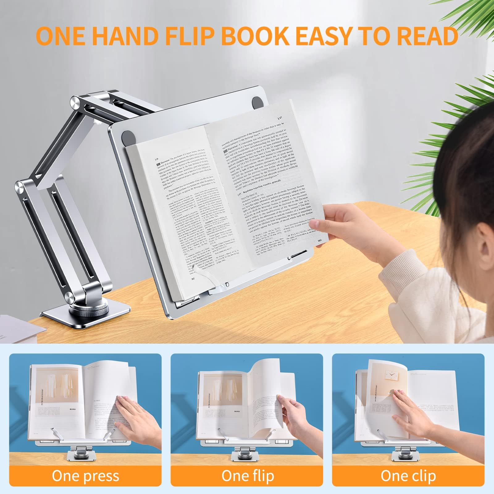 Tablet-Ständer für Schreibtisch, Aluminiumlegierung, Tablet-Halterung für iPad, 360 Grad drehbare Überkopfarmhalterung für Bett, Buchständer zum Lesen, kompatibel mit Tablets von 7 - 15,6 Zoll
