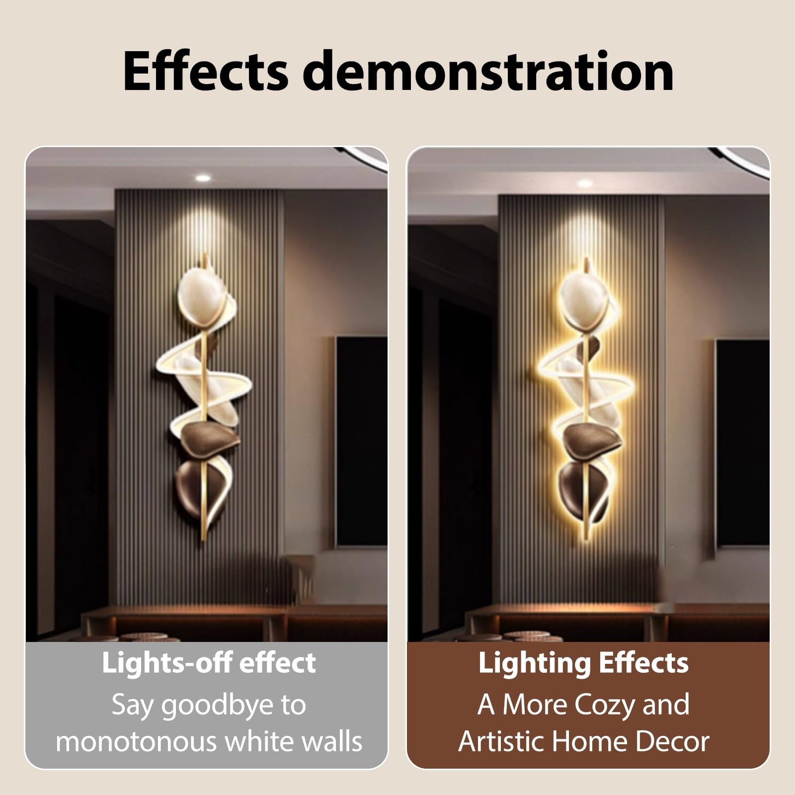 3D-Wanddeko mit LED-Beleuchtung, Moderne Wohndeko Hängende Wanddeko Beleuchtung, 3D-geprägte LED-Dekogemälde, Geeignet für Wohnzimmer, Eingangsbereiche und Flure(A,90 * 30cm/35.4 * 11.8in)