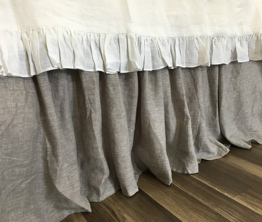 Gray linen bed skirt Clearance