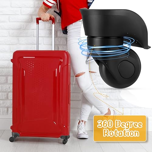 Vista 4 de Silkfly Juego de 4 piezas de reparación de ruedas de equipaje de repuesto para maleta de viaje con reemplazo de tornillo, ruedas izquierda