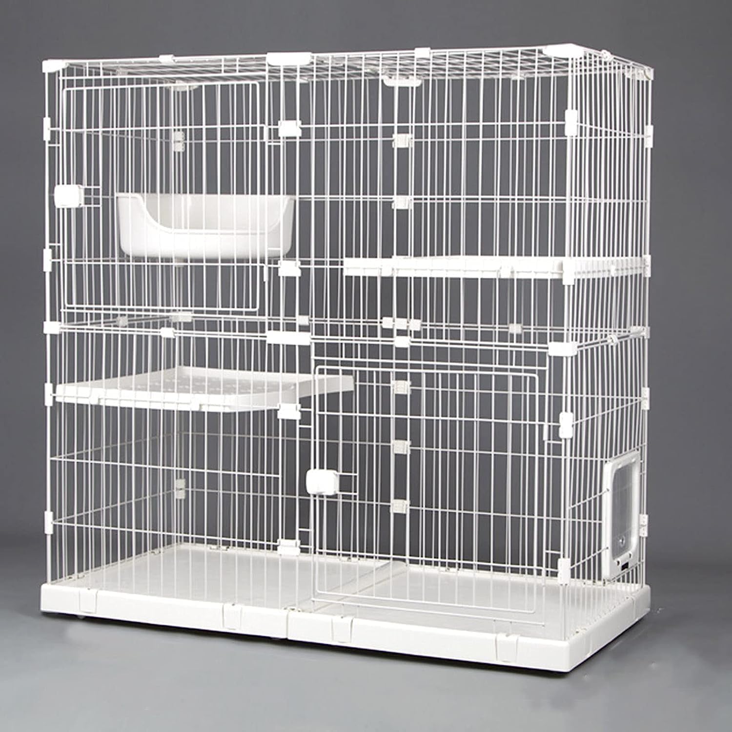 Large Cat Cage Indoor Playpen on Wheels - Metal Wire Enclosure for 1-4 Cats, Spacious Cat Kennel, Durable Pet Crate, Ideal for Home Use (C1-125 * 62.5 * 126cm)
