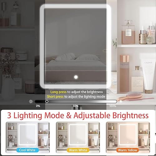 Miniatura 5 de Fameill - Tocador con espejo y luces, tocador de maquillaje con 5 cajones, escritorio de maquillaje con estación de carga y amplio almacenamiento,