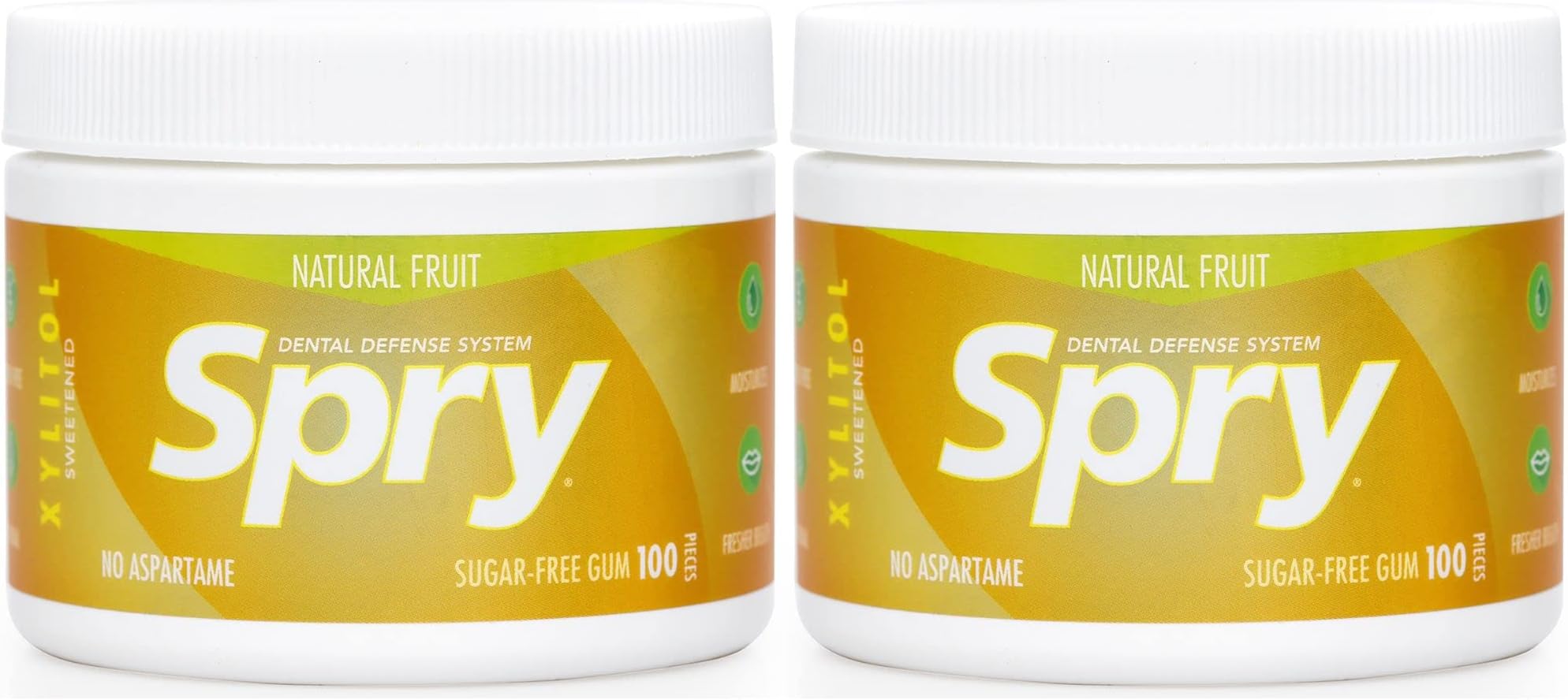 - Spry Fresh Natural Xylitol Chewing Gum Dental Defense System - Aspartame-Free, Sugar-Free, Non-GMO, Gluten-Free (Fresh Fruit, 100 Count - Pack of 2)