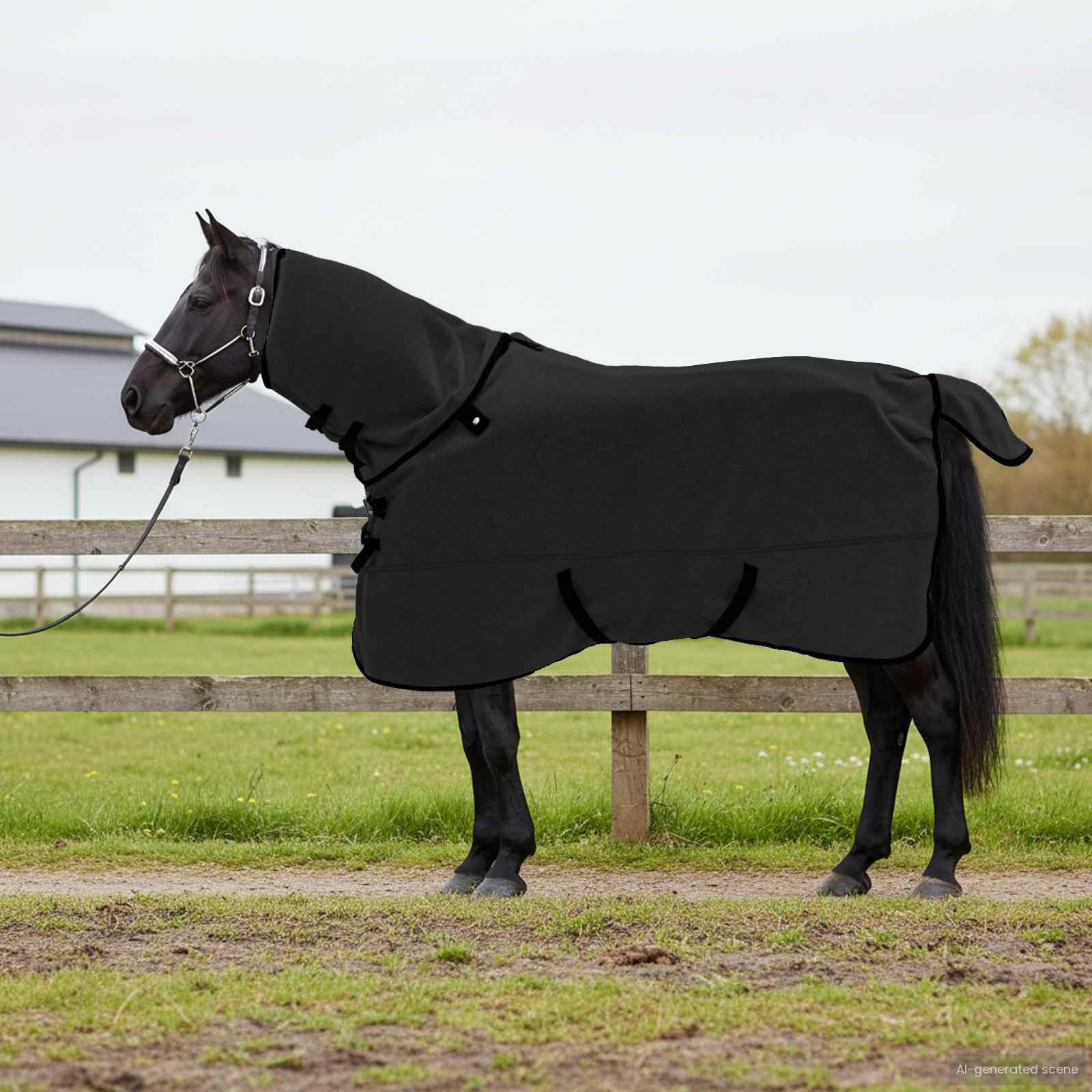 Manta para caballo, 145 cm, poliéster, lavable a máquina, cálida, cómoda, transpirable y ligera, para entrenamiento, establo y transporte