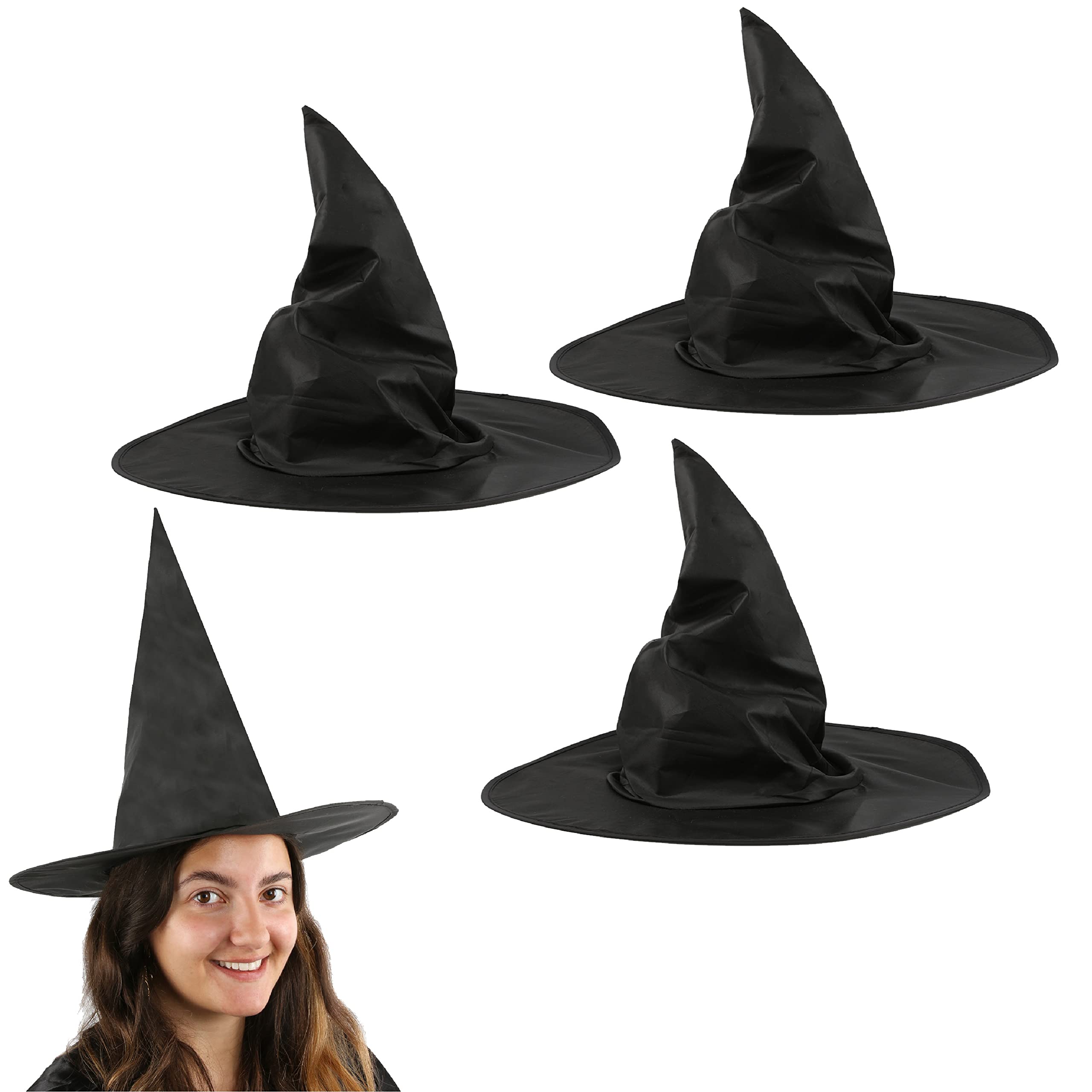 55cm Black Witches Hat - Perfect To Go With Your Witches Costume Or Other Fancy Dress Costumes - Pack Of 24