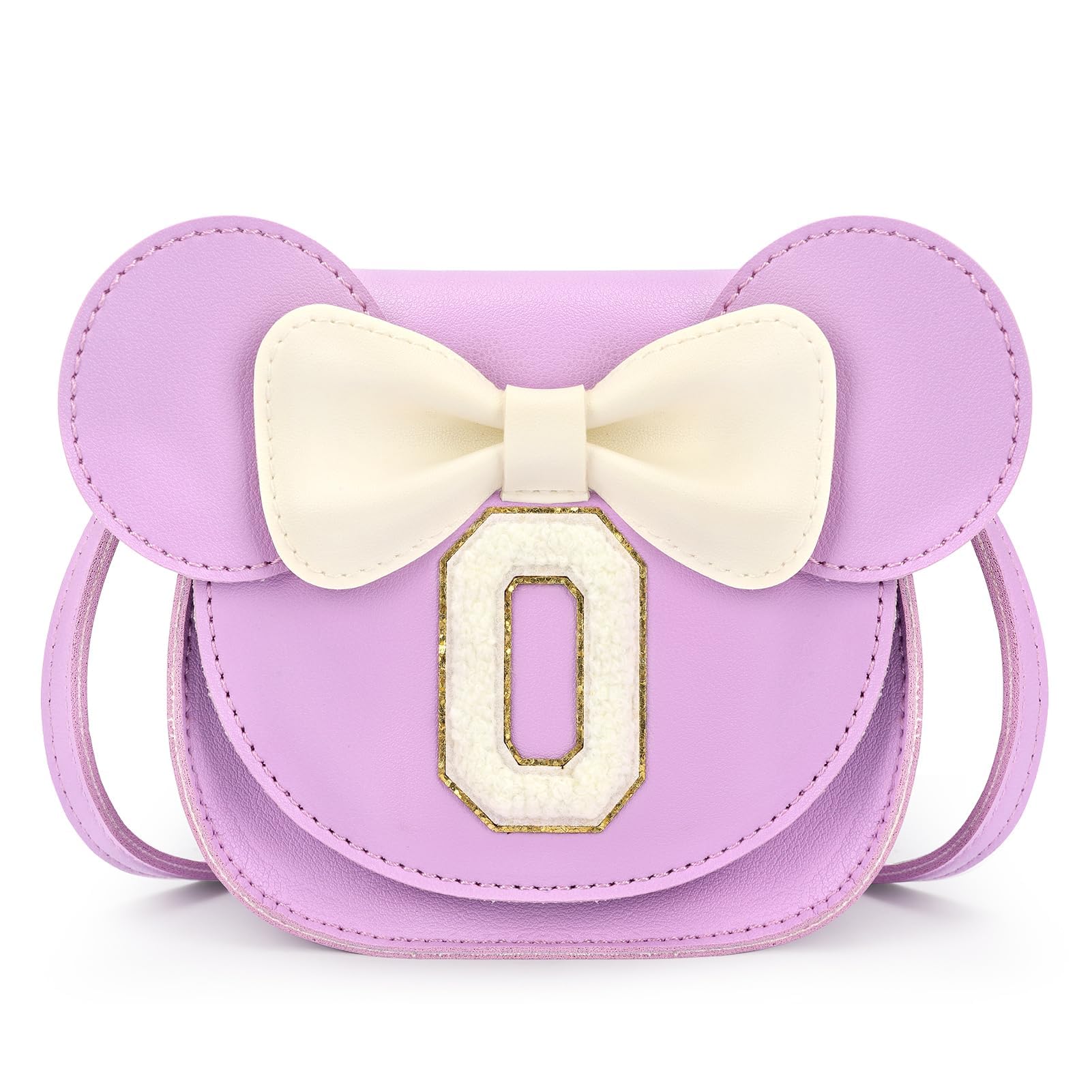 mibasies Toddler Purse 3-8 Girls, Purple Letter O Birthday Gift