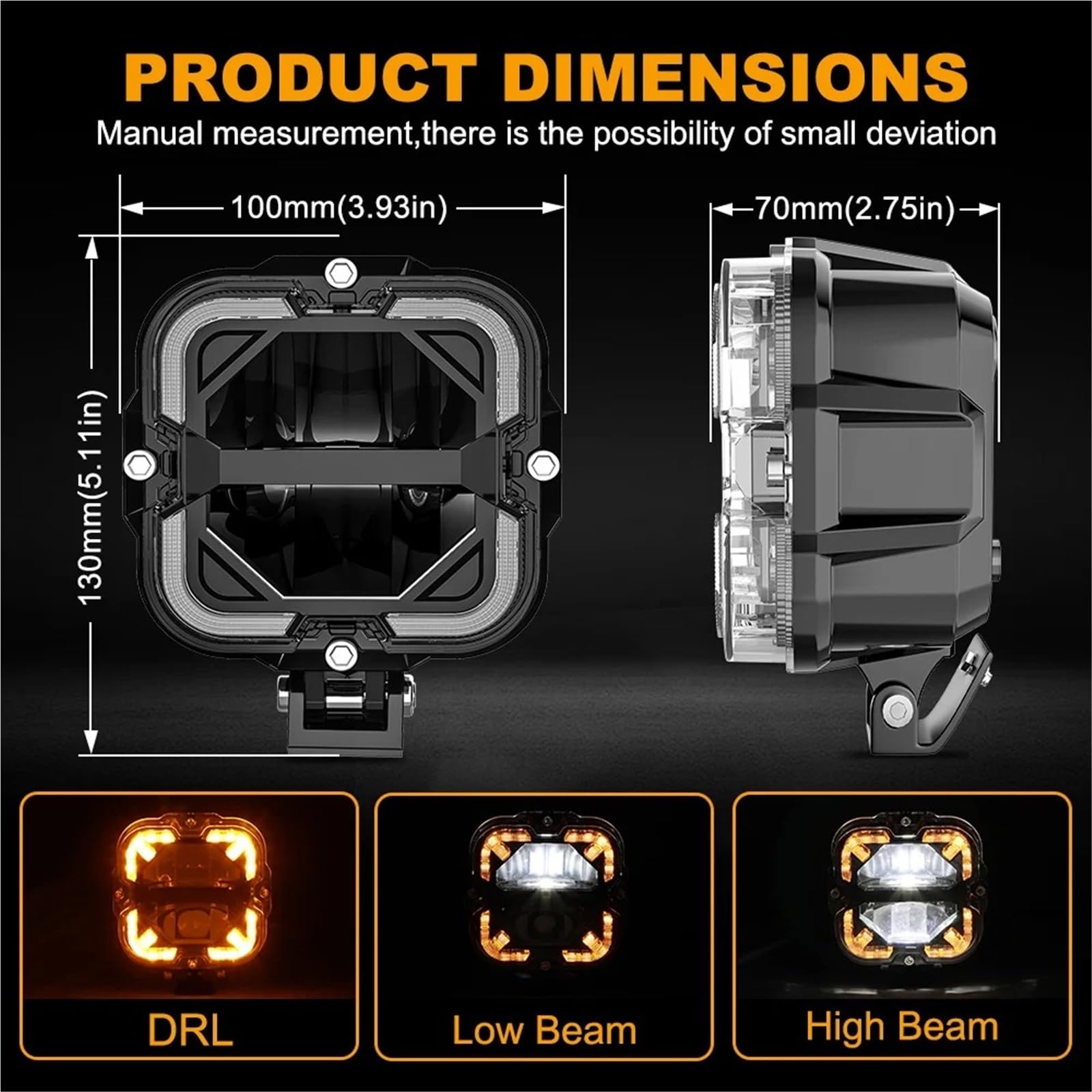 Faros Delanteros Focos Led De Trabajo 24V Y 12V Faros Delanteros Ámbar DRL Luces Antiniebla Conducción Para Camión Coche Todoterreno ATV SUV UAZ Auto Faros Faro