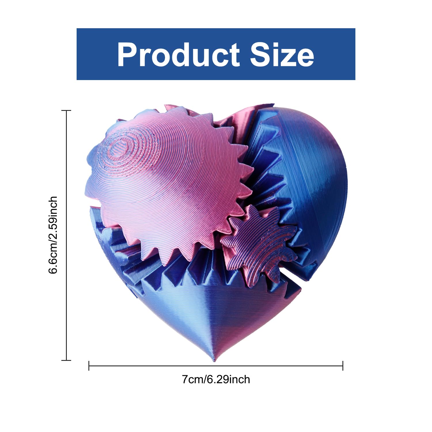 Hopzab 3D Printed Heart-Shaped Fidget Toy, Steampunk Heart Sphere, Helix Screw Design for Stress & Anxiety Relief - Image 2