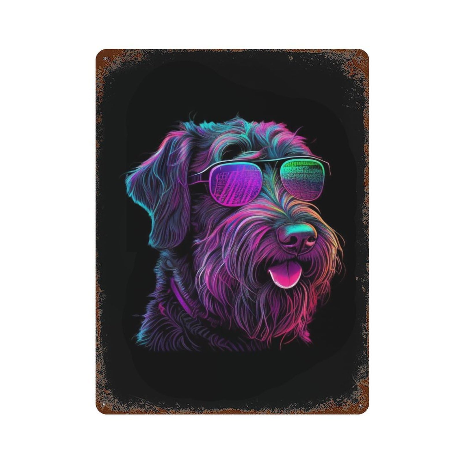 Aged Metal Wall Plaque with German Wirehaired Pointer Design 15.7"x11.8", for Farmhouse, Kitchen And Entryway Decor, Retro Wall Decor