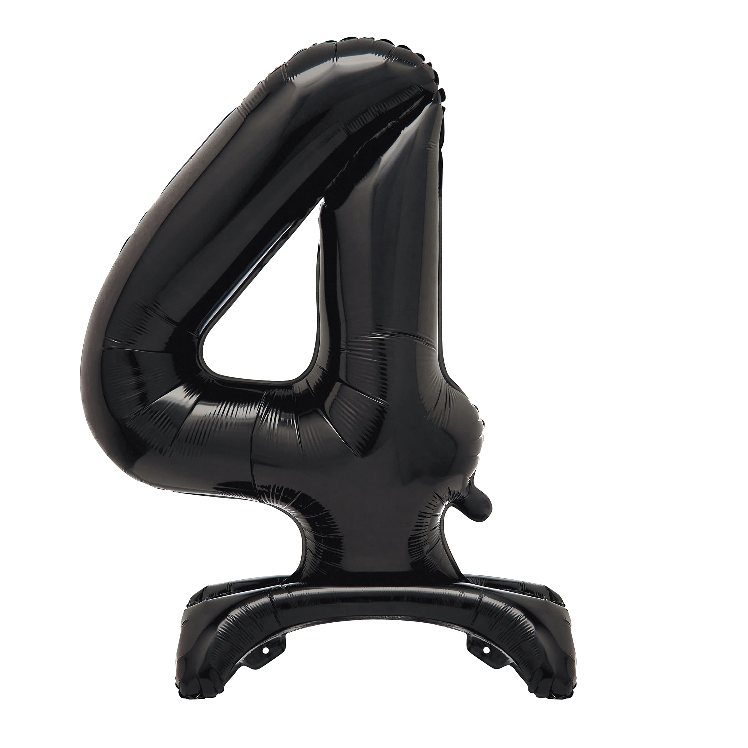 Unique Black Standing Number 4 Foil Balloon 30", Packaged