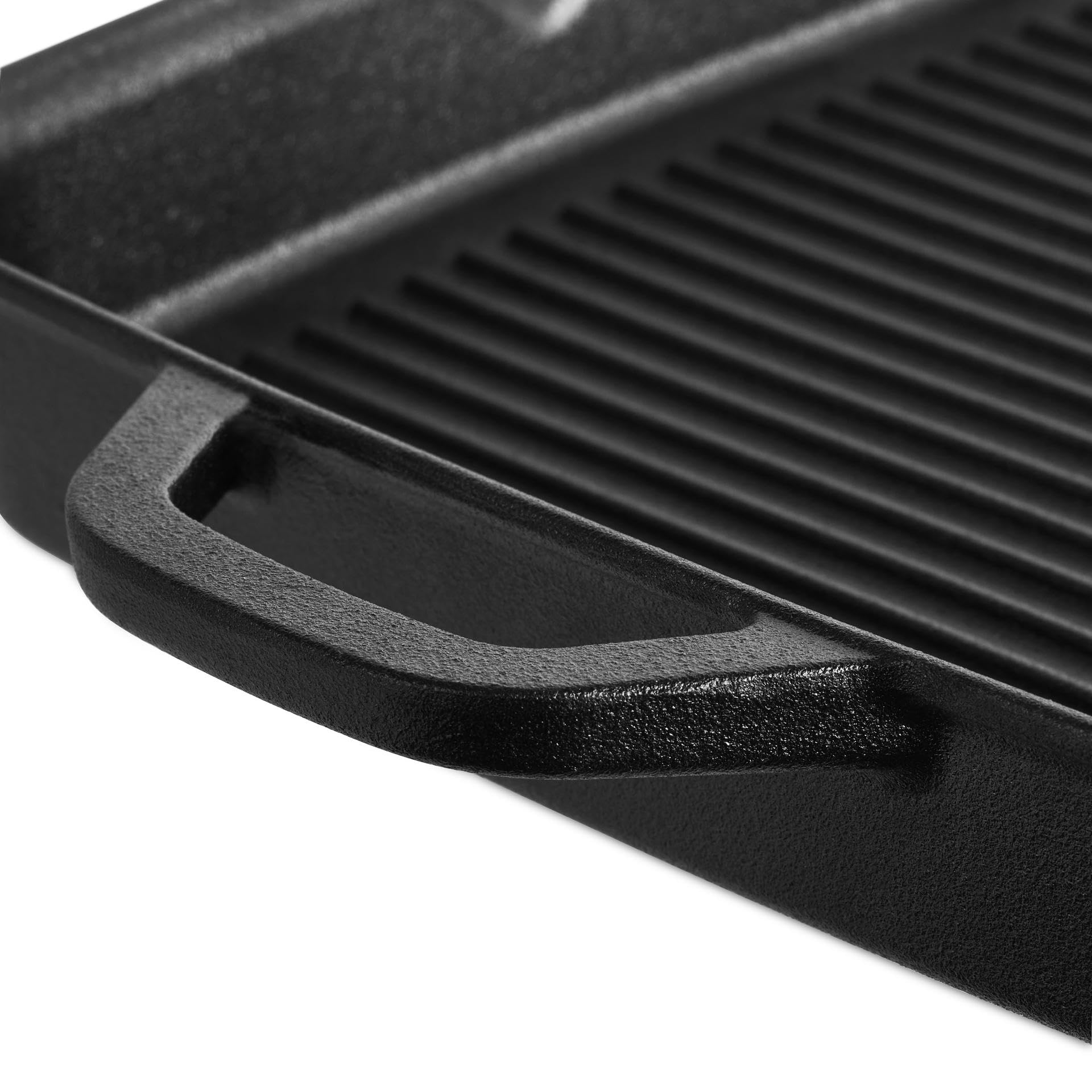 BURNHARD Padella in ghisa per griglia, 30 cm, Aroma-Booster, per tutti i piani cottura, scanalature affilate, manici robusti, beccucci versatori – BBQ Classic