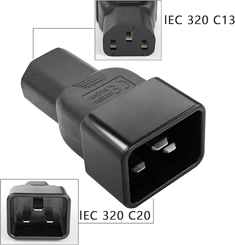 Miniatura 2 de GINTOOYUN IEC320 C13 a C20 Adaptador de corriente Convertidor de CA 15A a 10A Hembra C13 a Macho C20 Adaptador de enchufe de alimentación para