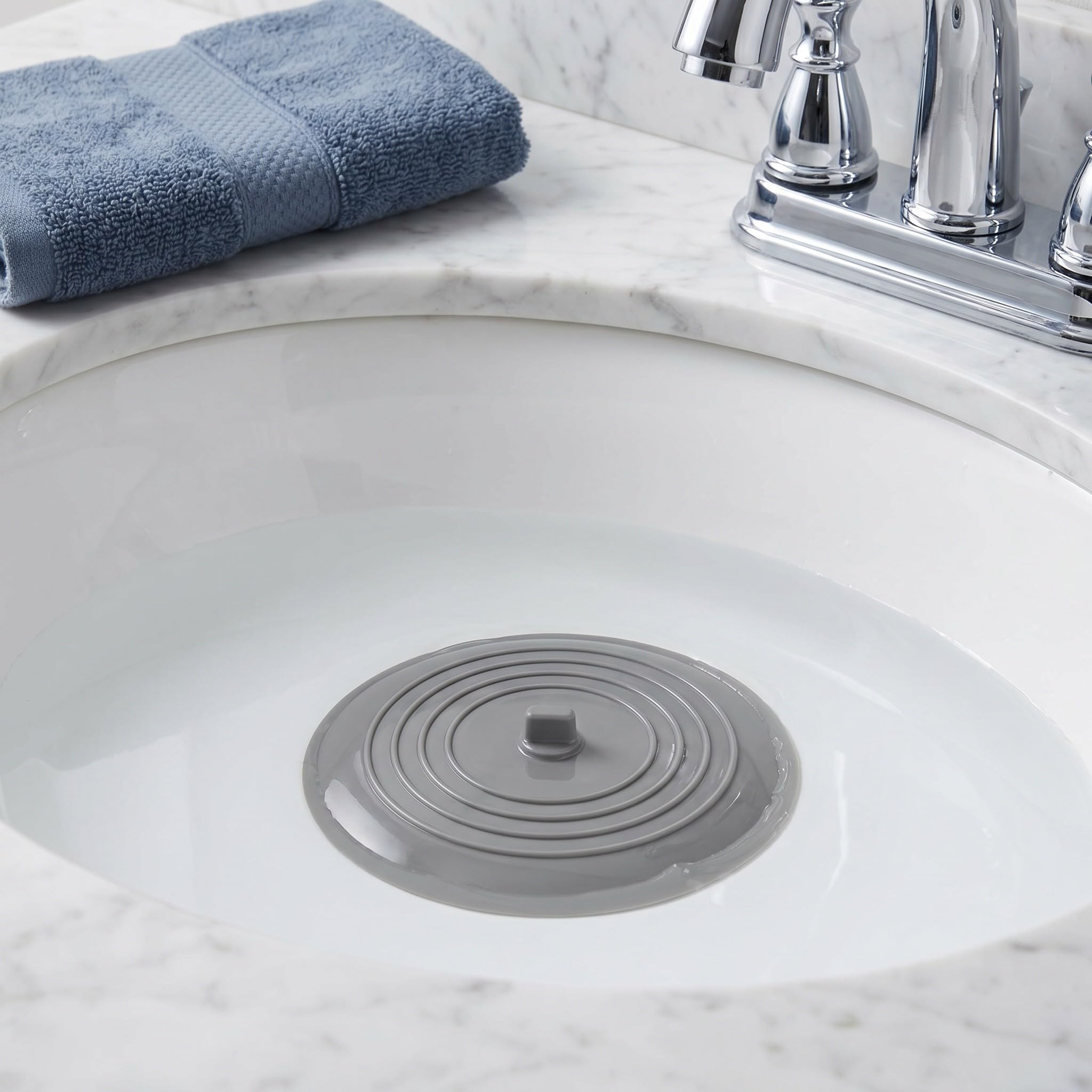 OUNONA 6 Tapones de Silicona para desagüe de bañera, Tapa de desagüe de Ducha Reutilizable de 15 cm, tapón para Pelo de baño, Bloqueador de Agua para Cocina y baño.