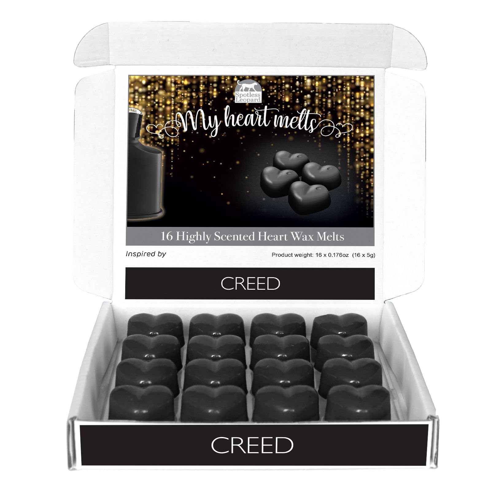 Spotless Leopard Women's Black. Creed Wax Melts: 16 X 5G Heart Shaped Wax Melts Scented And Inspired By Creed Perfume