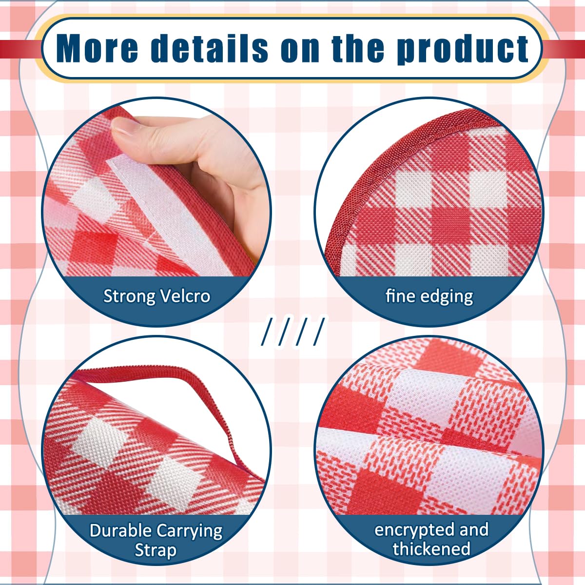 Coperta picnic impermeabile 200x200 cm Rossa con Maniglia per Campeggio Spiaggia Prato