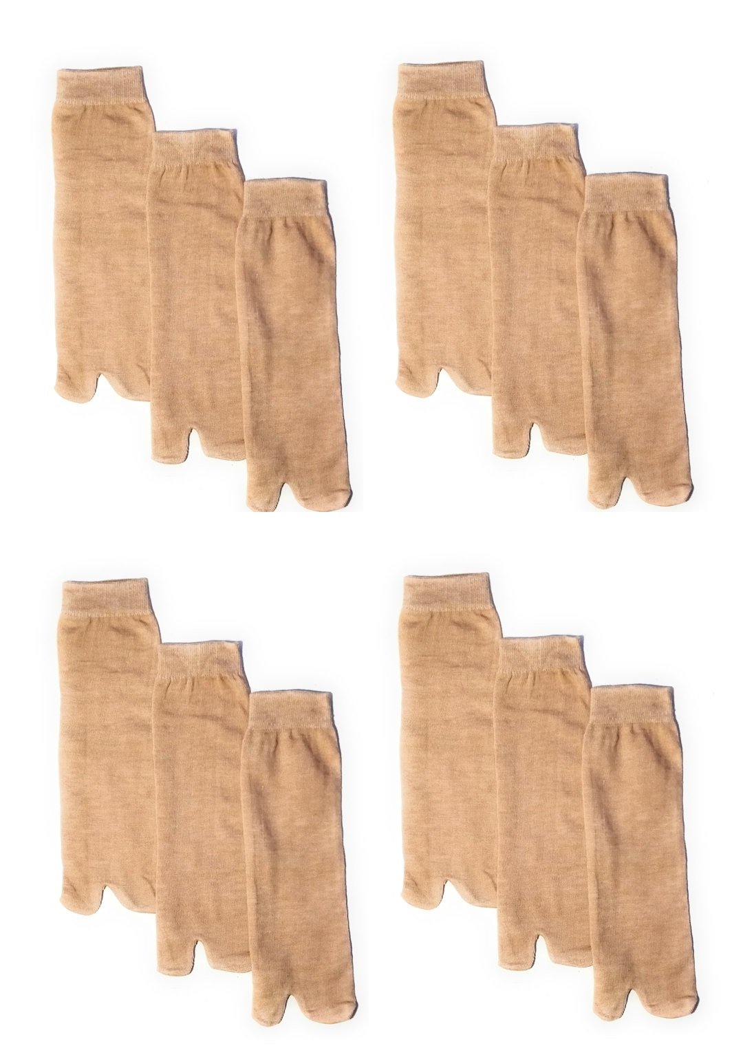 cotson Women's Formal Plain Cotton Ankle Length Winter Thumb Socks (Pack of 12 Pairs) -Fawn Color-picture-39