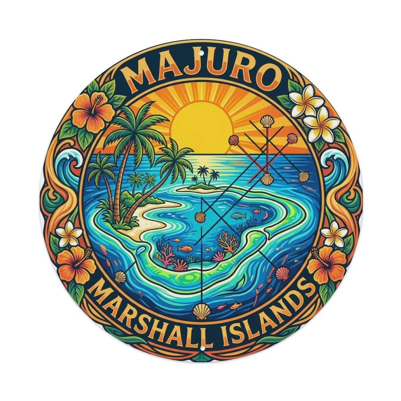 Majuro Marshall Islands Retro Coastal Travel Landmark Metal Tin Sign