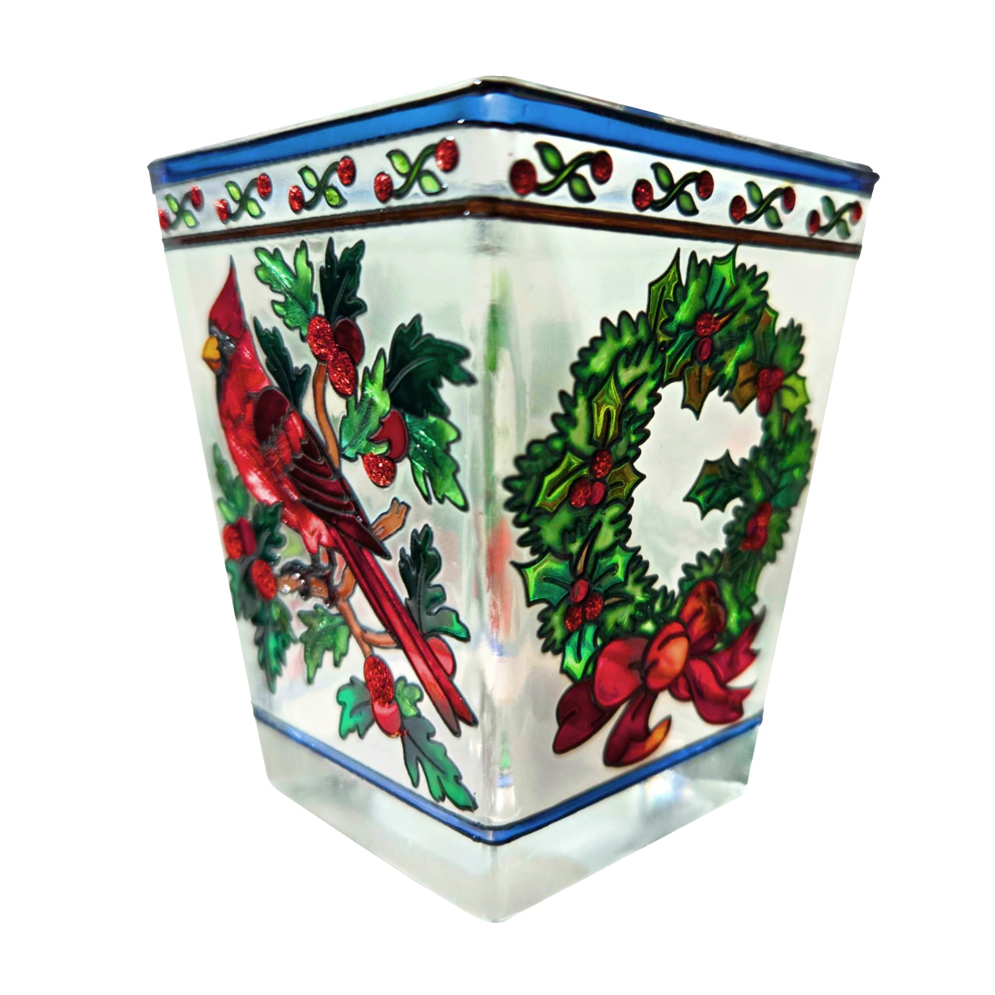 Portavelas de Navidad con vitral – Juego de 20 vasos para velas pintados a mano