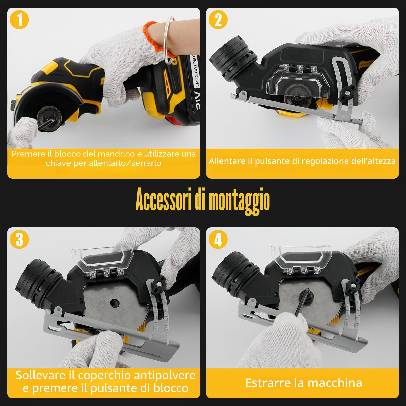Smerigliatrice Angolare a Batteria 3'' per Dewalt 20V (senza Batteria)
