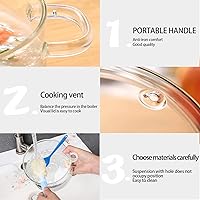 Vista 12 de 2 Pack Glass Saucepan Set, 60oz/1.8L Clear Glass, Heat-resistant Simmer Pot for Pasta, Soup, Milk, Cookware with Lid and Long Handle