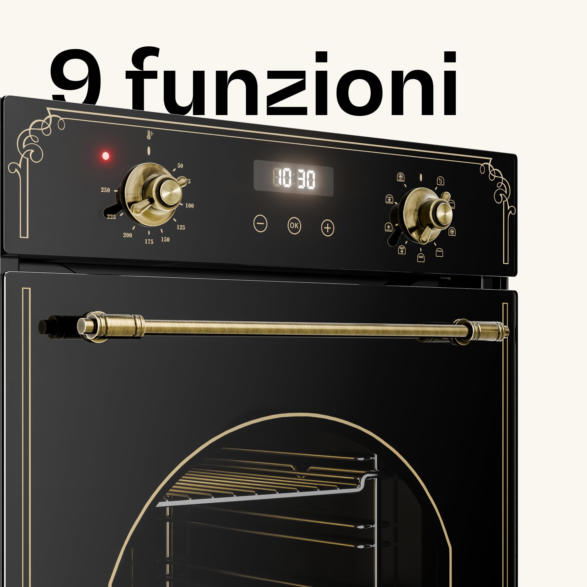 Klarstein Elizabeth Slim - Forno da Incasso, 49L, 9 Funzioni, Pulizia a Vapore, Timer Digitale, Forno Elettrico Ventilato, Sportello Rimovibile, Classe Energetica A, Design Nero, 45cm