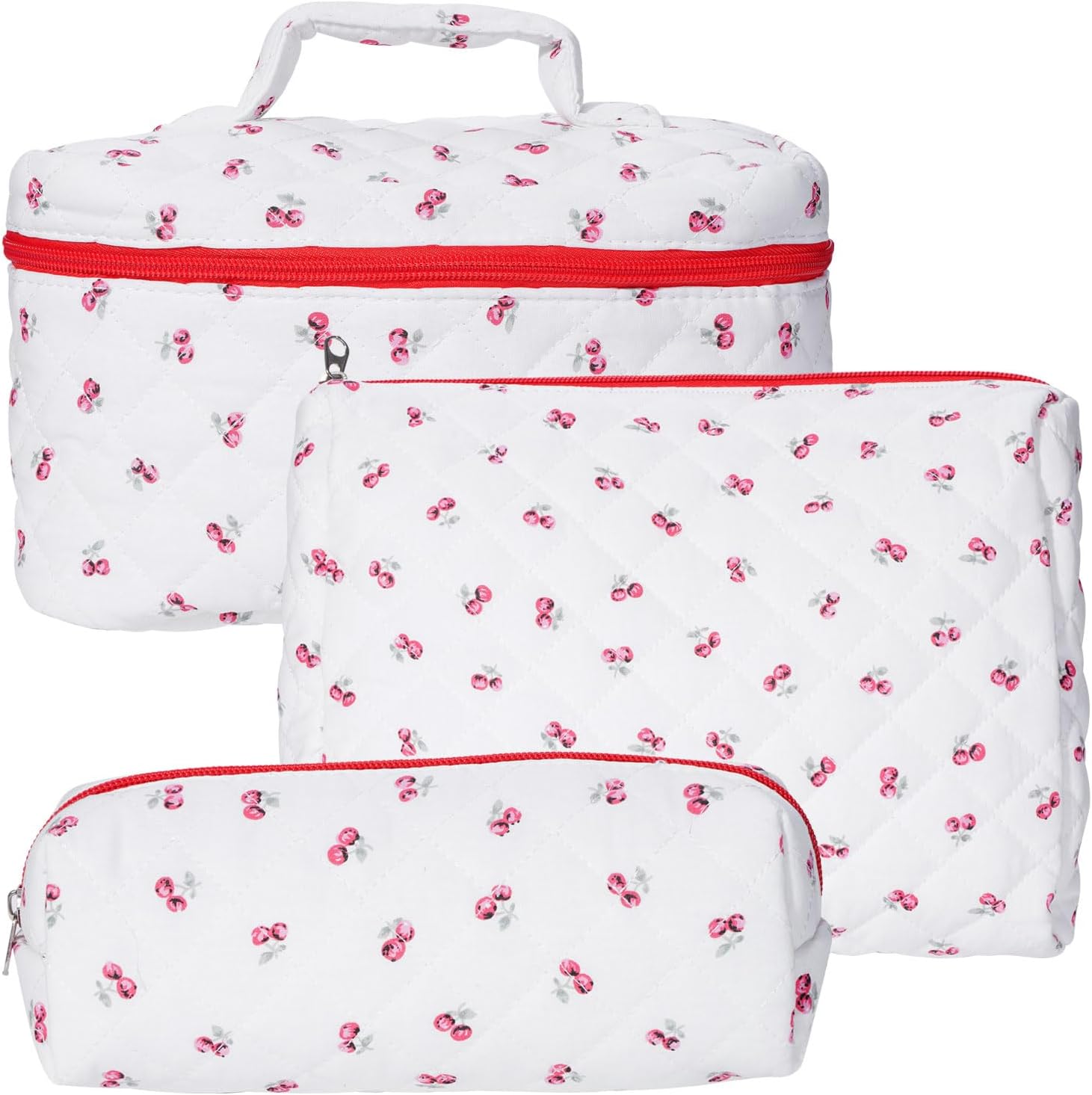 Large Capacity Ladies Cosmetic Bag:3 Piece Travel Cosmetic Bag:Cosmetic Organizer,Portable Cosmetic Bag with Handle and Wide Opening,Leather Toilet Bag with Compartment Large Capacity Ladies Cosmetic Bag:3 Piece Travel Cosmetic Bag:Cosmetic Organizer,Portable Cosmetic Bag with Handle and Wide Opening,Leather Toilet Bag with Compartment