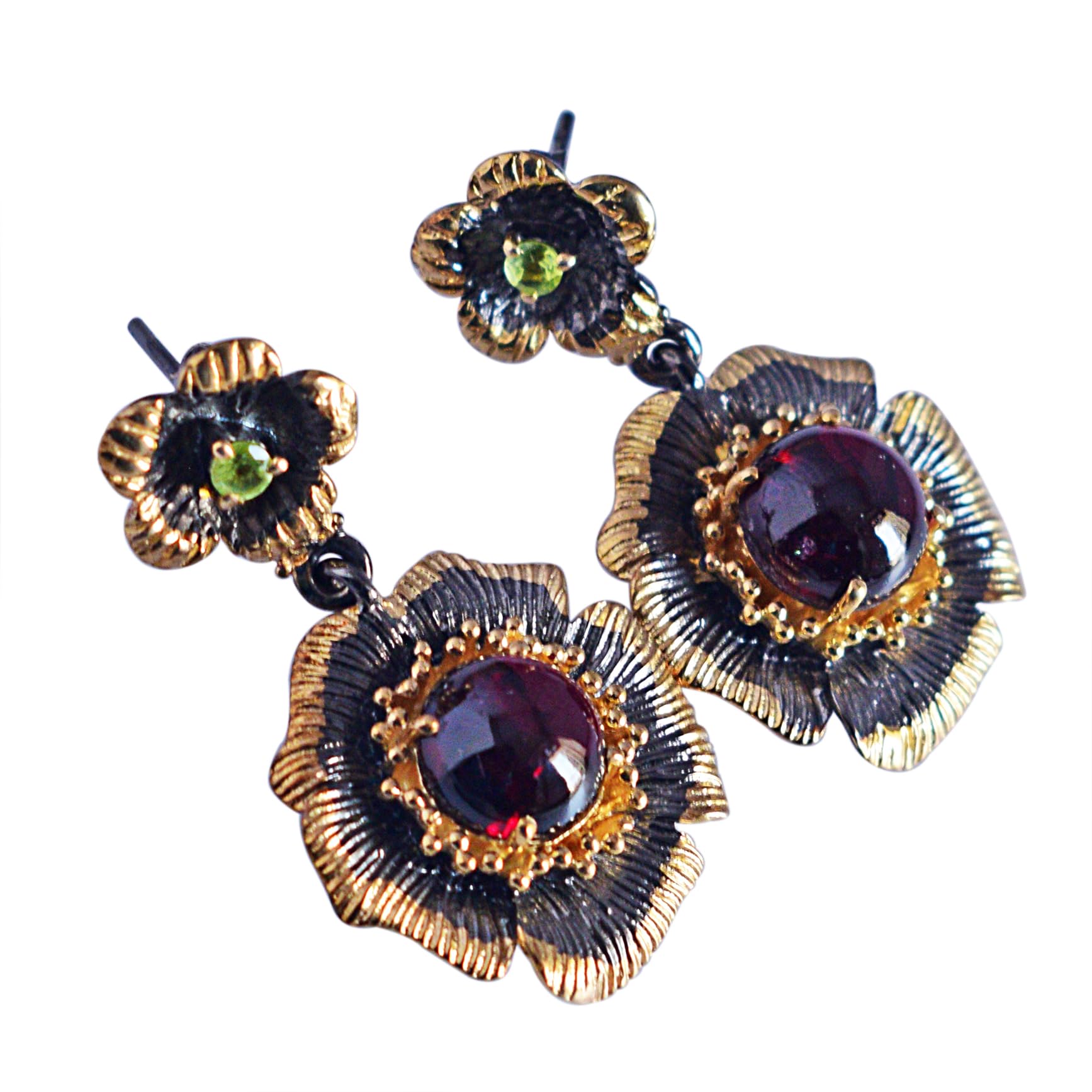 Boucles d'oreilles pendantes légères en grenat sans irritation d'oreilles - 8
