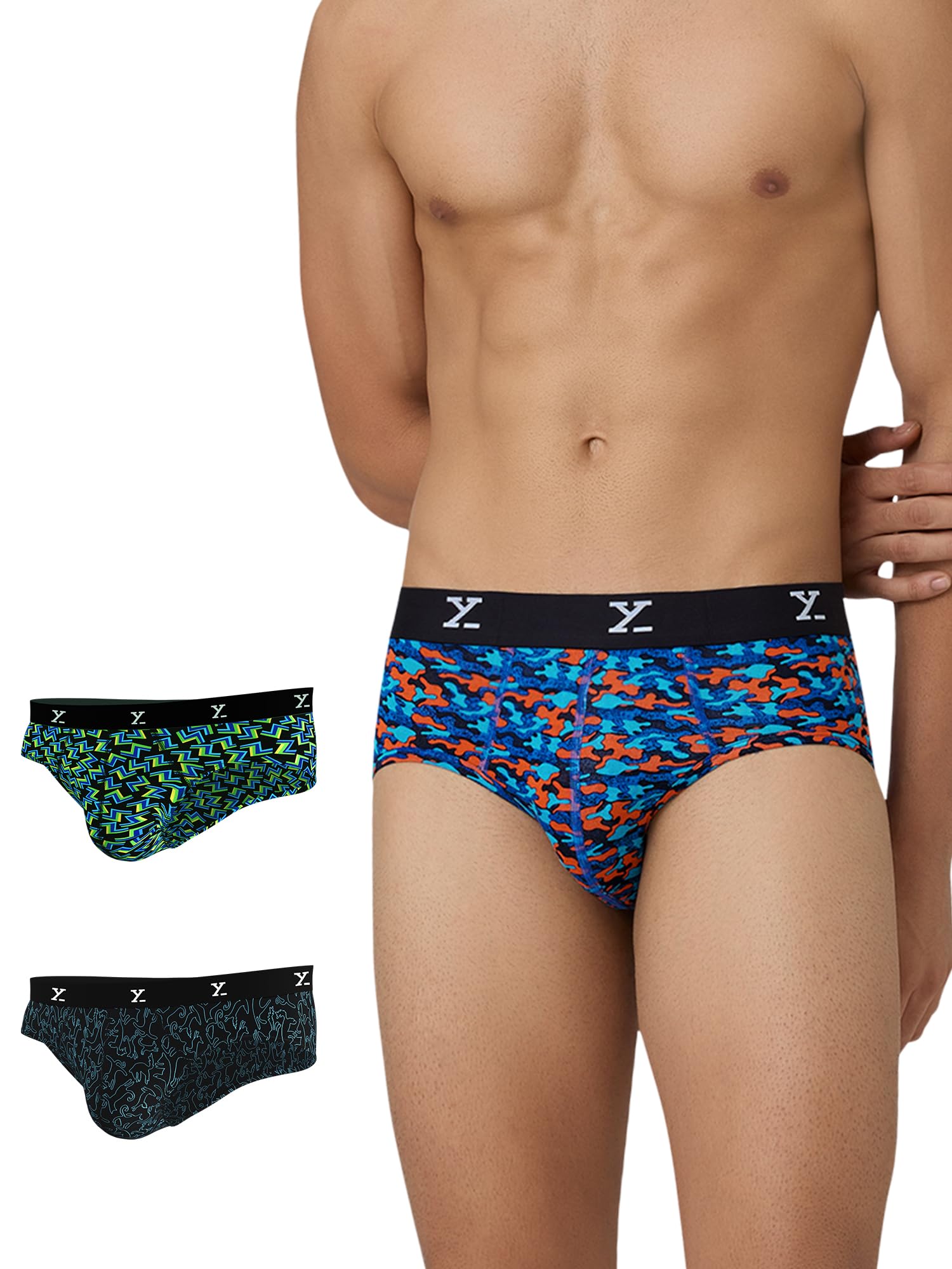 xyxx Men's Shuffle Micromodal Regular Fit Printed Antimicrobial Briefs with No Marks Waistband (Pack of 3)-picture-31