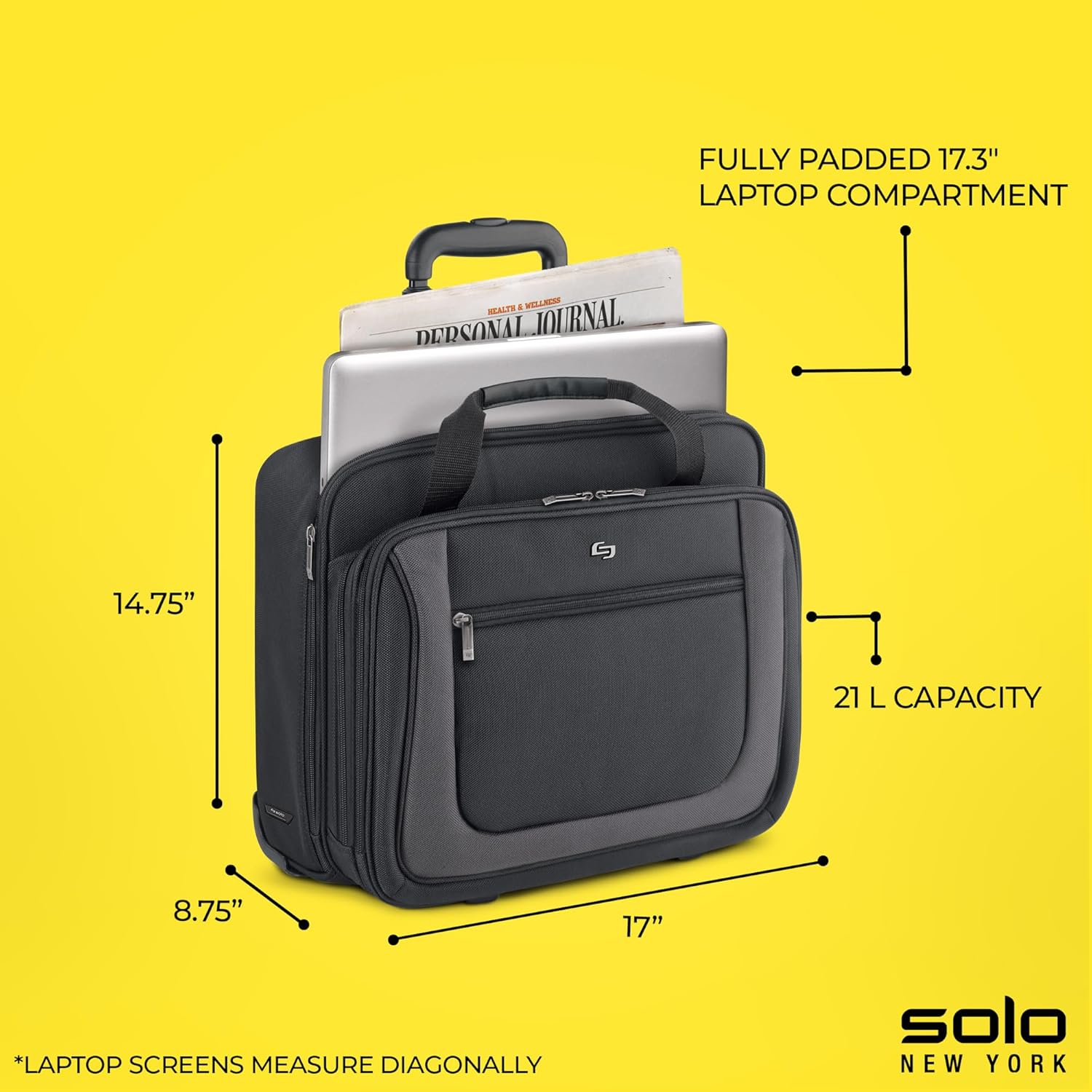 Solo New York Bryant Rolling Laptop Bag Black/Grey Jamaica Ubuy