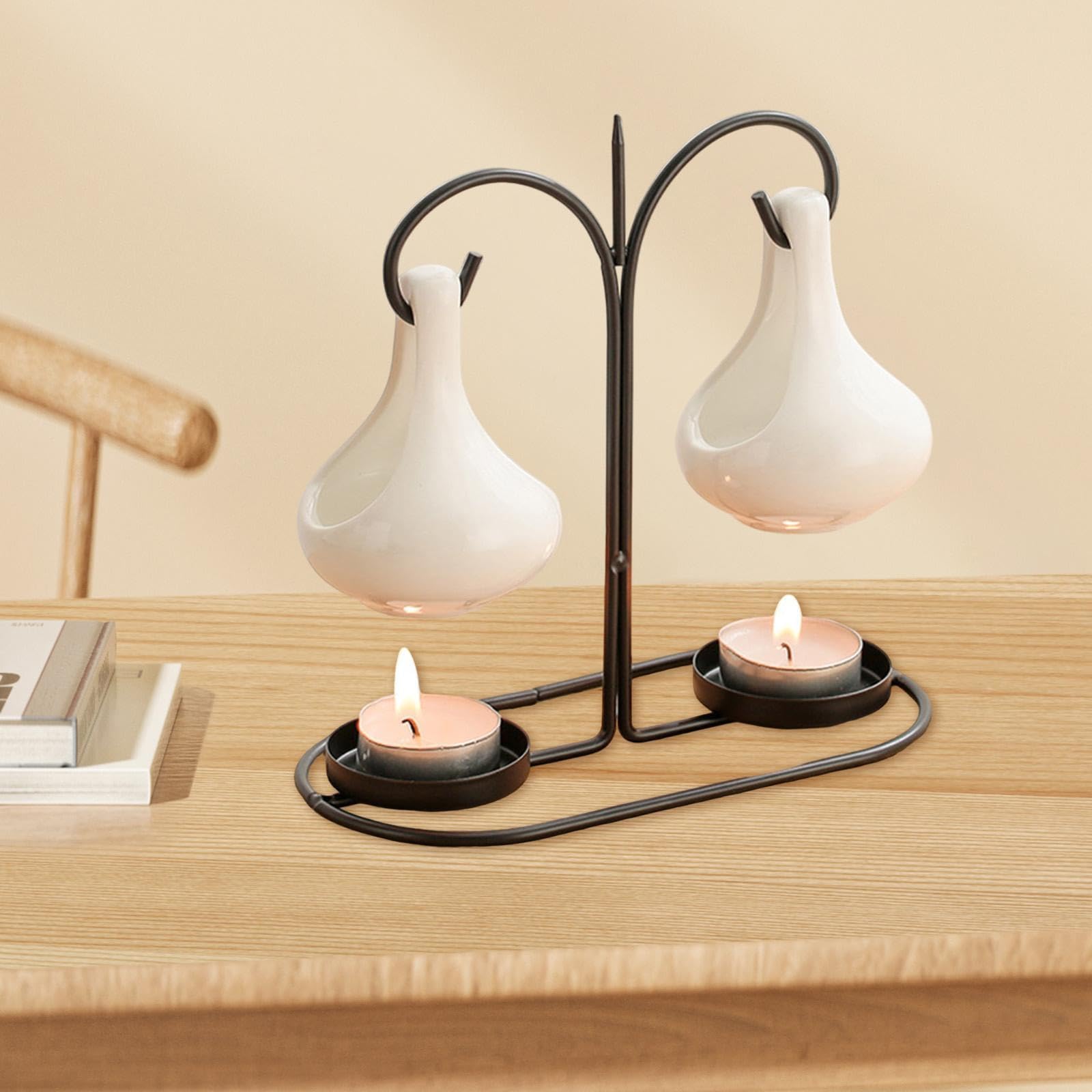 Doppio Hanging Ceramica Bruciatori Olio Essenziale Aromaterapie Diffusore Con Metallo Tealight Holder Per Decors Casa Melt Warmer