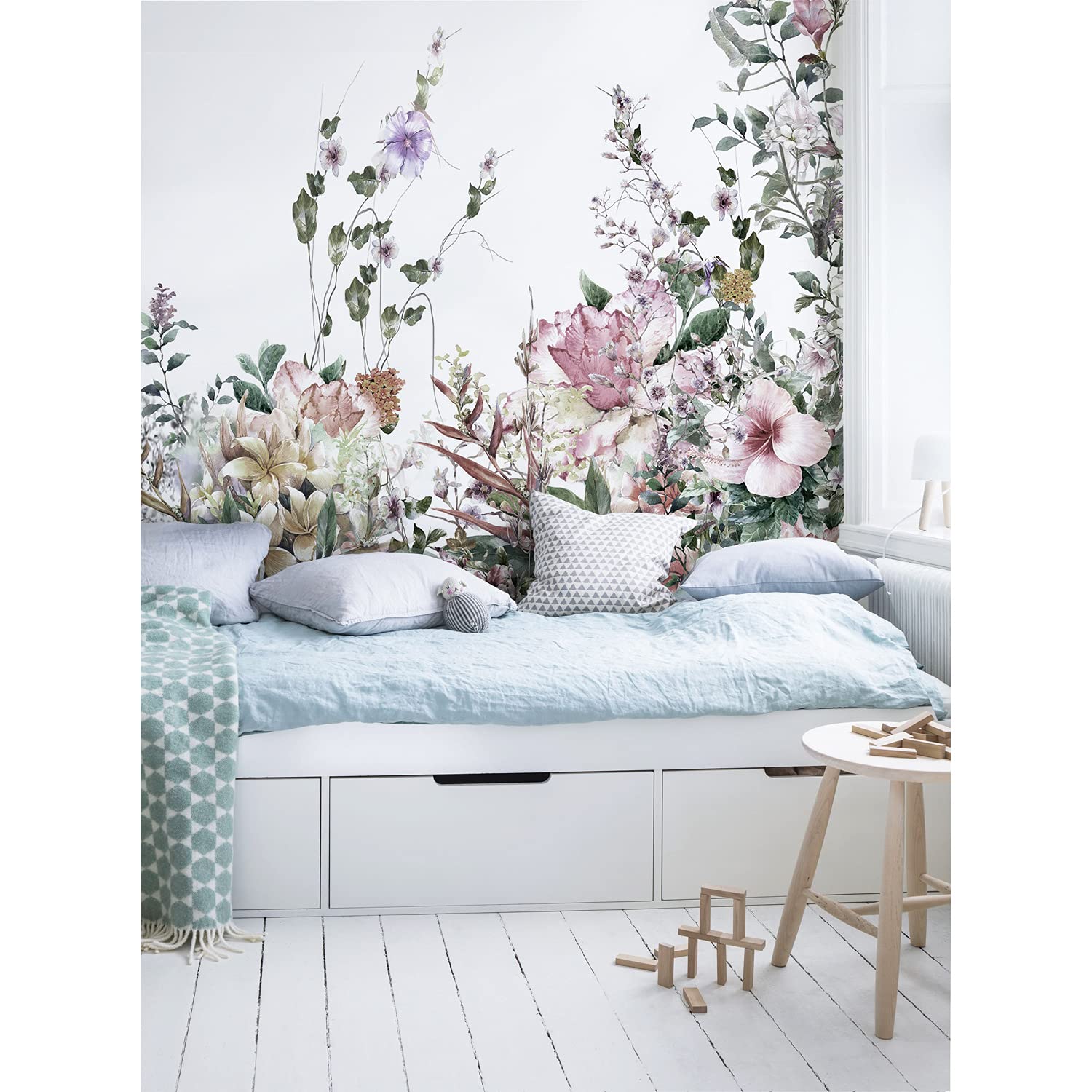 Papier peint latex fleurs de terrain floral 290x290cm pour salon