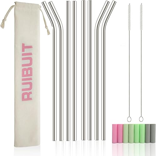 Juego de popotes de repuesto compatible con Stanley Cup de 40 onzas, accesorios para Stanley Cup, incluye 8 popotes reutilizables de acero