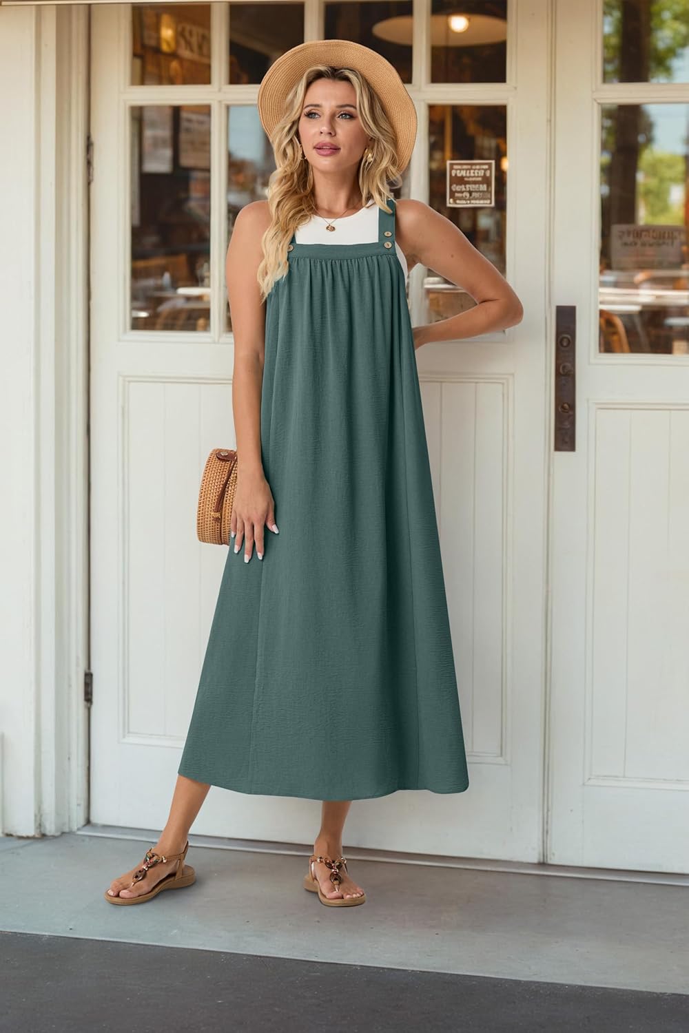 Lepunuo Summer Dresses for Women 2026 Casual Boho Overall Dress Adjustable Cover up with Pockets - Image 2