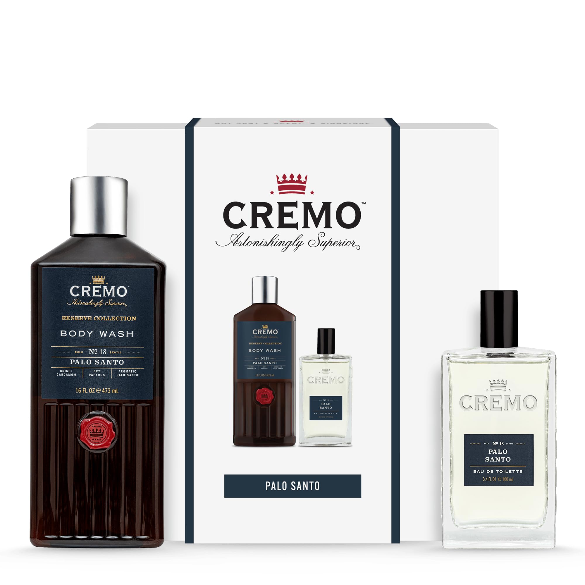 Cremo Palo Santo Gift Set for Men - Fragrance & Body Wash - 100ml, 473ml