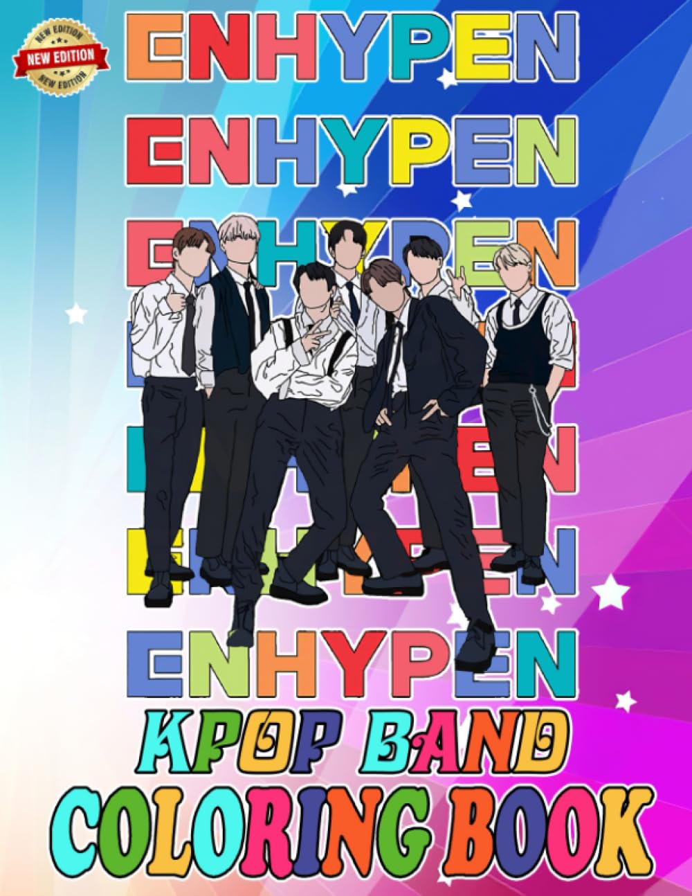 Enhypen Coloring Book for Fan Teen Men Women: A Jumbo Colouring for Kids Ages 4-7,8-12, Girls, and Adults | With +50 High Quality Coloring Pages | Perfect Gift For Stress Relief And Unwind