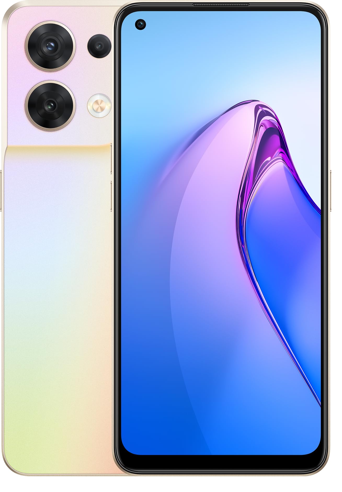 OPPO Reno 8 5G Dual SIM 6.43 inches Smartphone 256GB 8GB RAM|4500mAh Long Lasting Battery |Fingerprint and Face Recognition | 5G Android Phone, Shimmer Gold Middle East Version