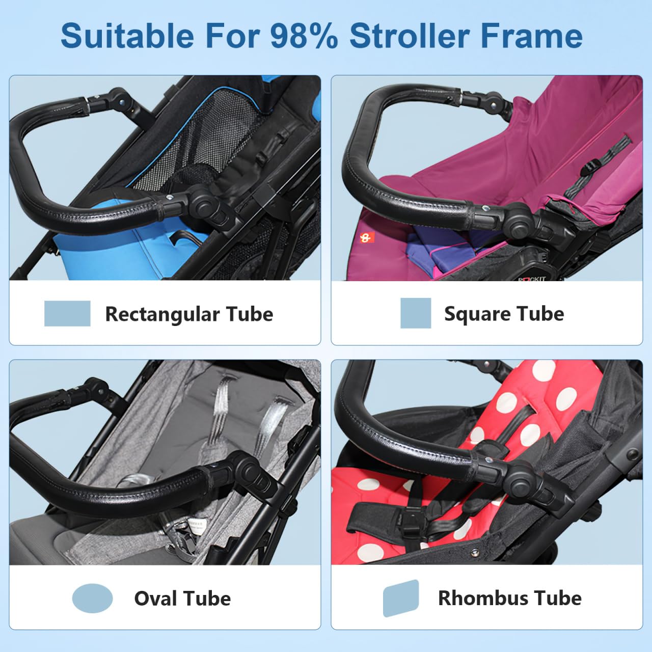 Alipis Universale Passeggino Paraurti Bar Corrimano Passeggino Maniglia Estensore Cuoio e Tubo di Ferro Baby Buggy Accessorio Adatto Oltre 98 Passeggini 15.4X13.6X2 Pollici