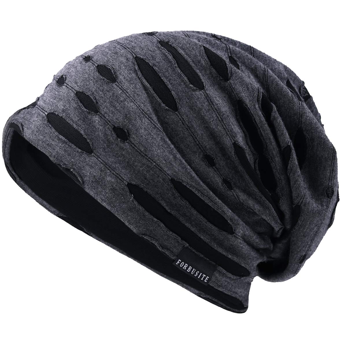 VECRY Mens Jersey Slouch Beanie Summer Skullcap (S-Grey, Thin Cool)
