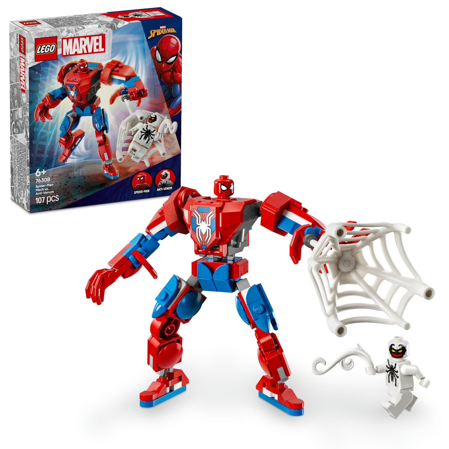 LEGO Marvel Örümcek Adam Robotu, Anti Venom'a Karşı 76308-6 yaş ve