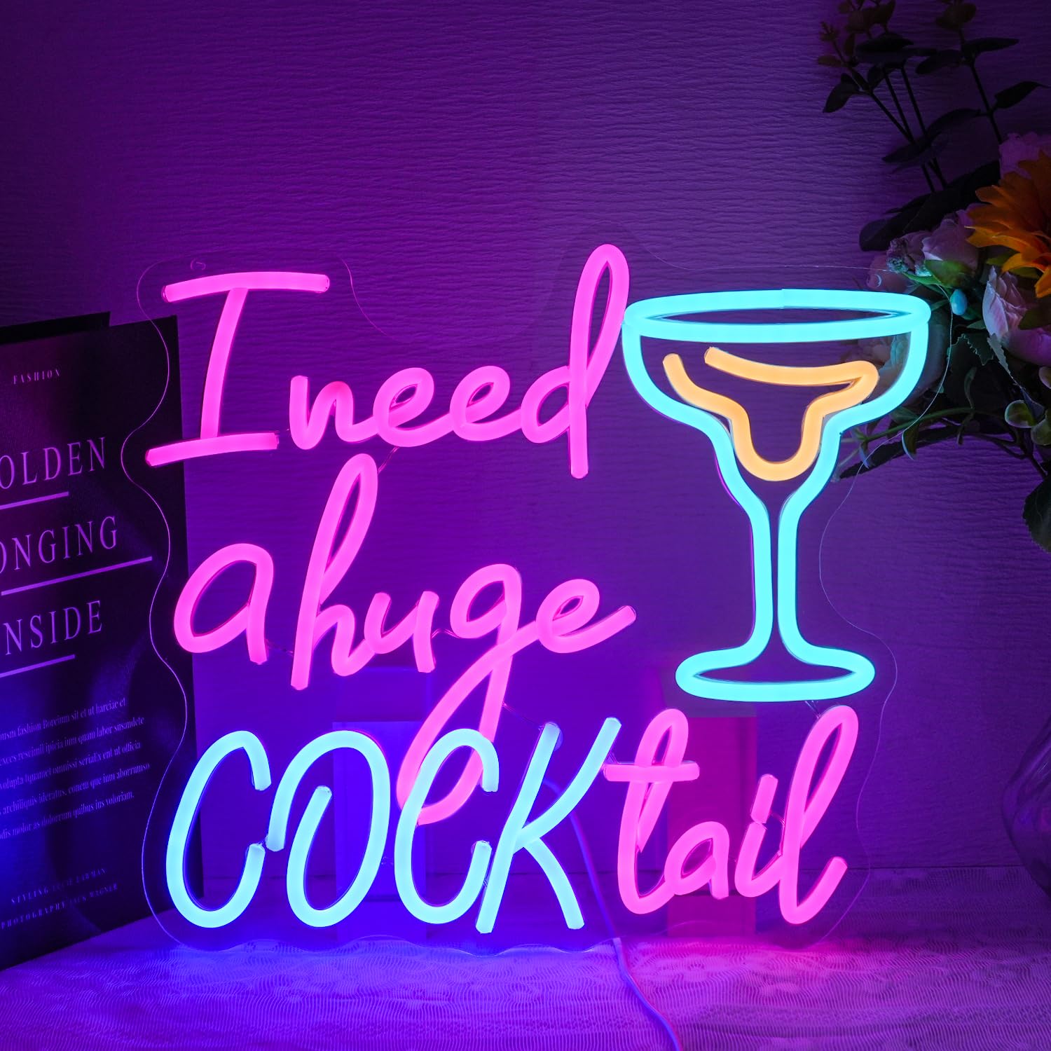 Cocktail Neon Schild für Wanddeko Letter Neon Licht Bar LED Schilder Bunte LED Lichter für Bar Küche Restaurant
