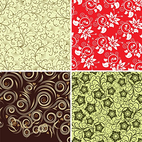 FOUR 12" x 12" Blinggasm Vinyl Sheets Set, Flowers Pattern Outdoor Vinyl 024
