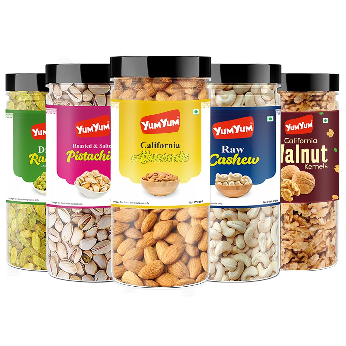 YUM YUM Special Dry fruits combo pack | Almonds, Cashews, Pistachios, Raisins, Walnuts | 250g Jar Each | Gift Pack (B0DCSLJZWR) Amazon Price History, Amazon Price Tracker