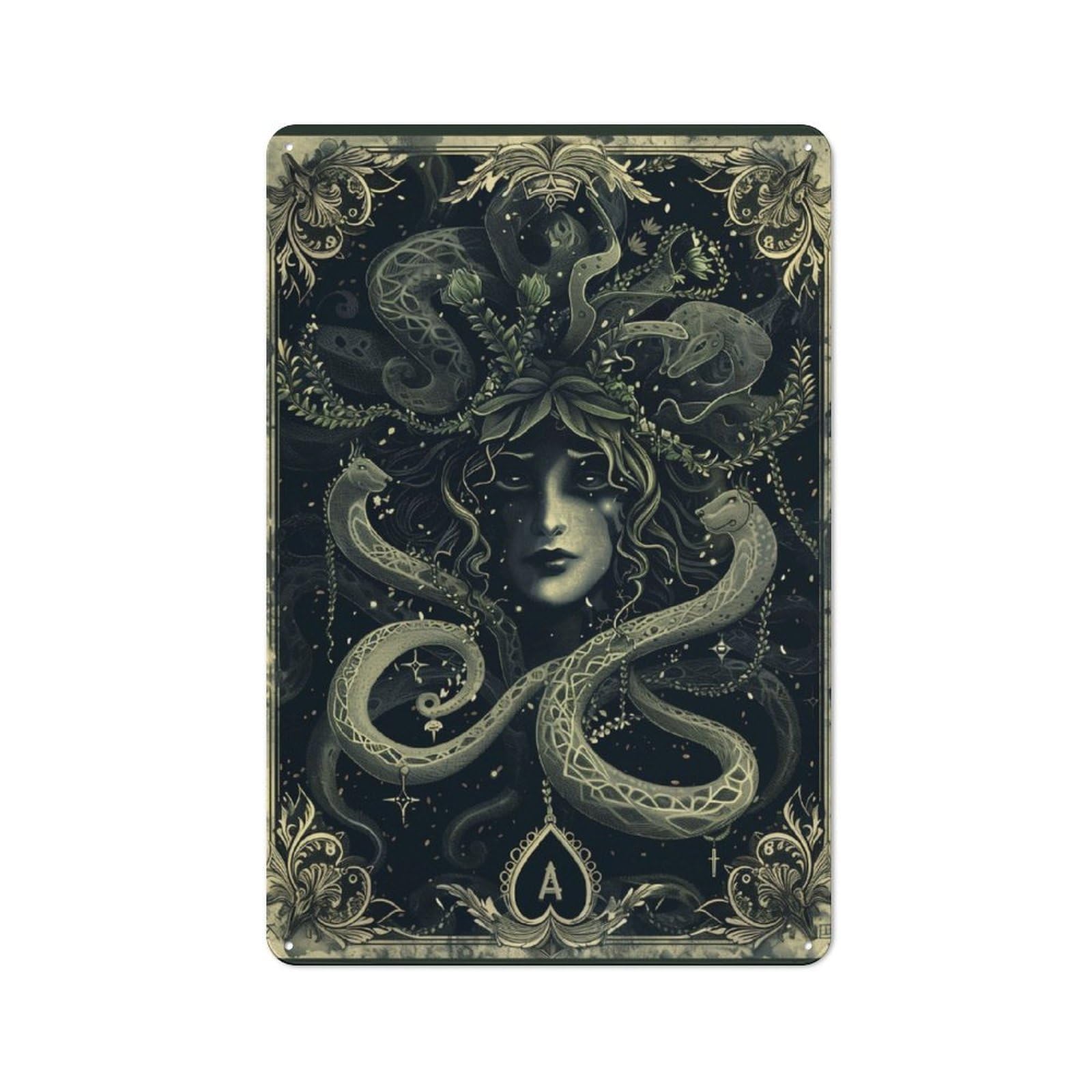 Junmoney Dark Medusa Metal Wall Sign 30X20cm, Vintage Home Bar Decor For Pub, Home Bar, Shed Or Man Cave