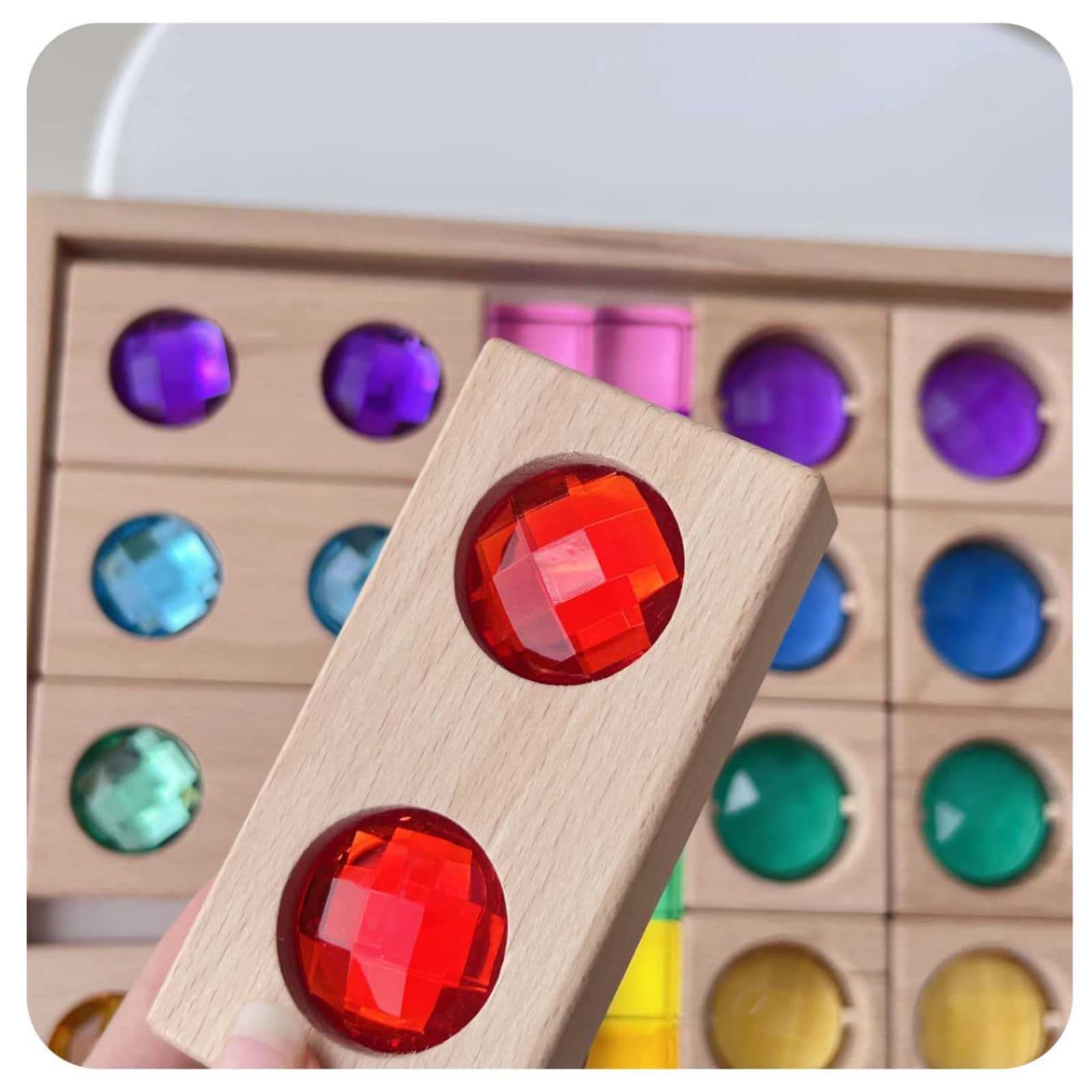 Bloque Sensorial Infantil Juego de Clasificación de Formas Rompecabezas Tablero Educativo Acrílico y Madera con Efectos de Luz Adecuado para