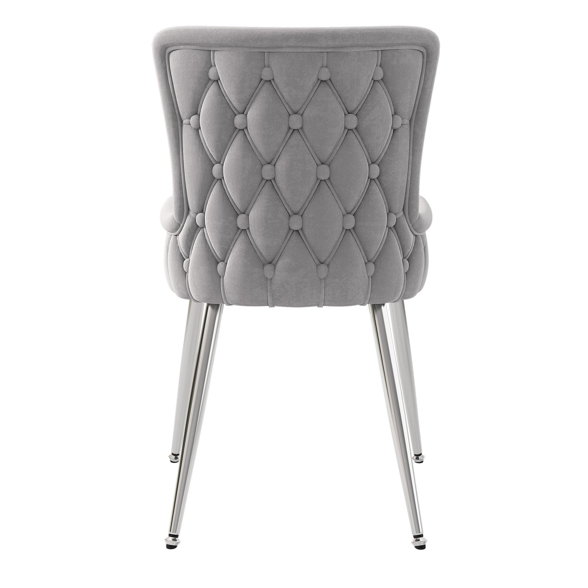 Bladez Juego de 4 sillas de comedor de terciopelo, sillas de salón con patas de metal, color beige (4, gris y plateado, 47 x 49 x 85)