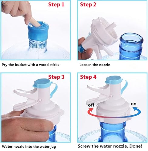 Miniatura 4 de Válvula dispensadora de agua para botella de agua de 2.165 in, tapa de jarra de agua reutilizable, grifo de espiga de plástico, incluye tapa,