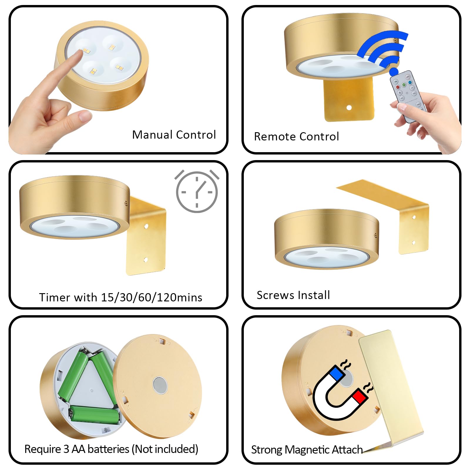 MIOBLUE Paquete de 3 luces de imagen con mando a distancia, luz de pintura magnética alimentada por batería, temporizador regulable con 3 modos de iluminación para diana, marco de imagen y retrato