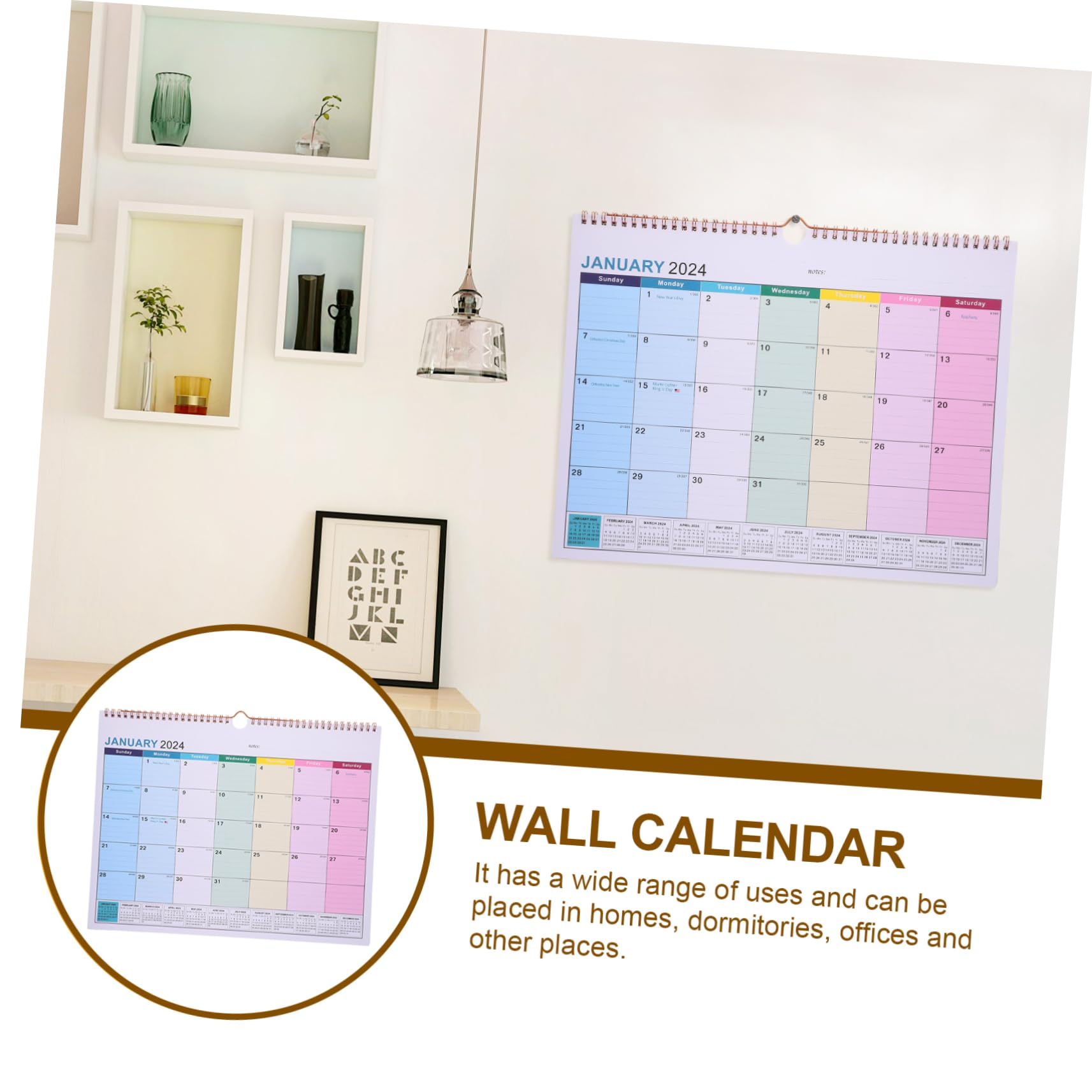 TEHAUX 2stücke Monatlicher Wandkalender Einfacher Englischer Tageskalender Für Büro Und Robust Und Praktisch Platzsparendes Design Und Stilvolles Erscheinungsbild