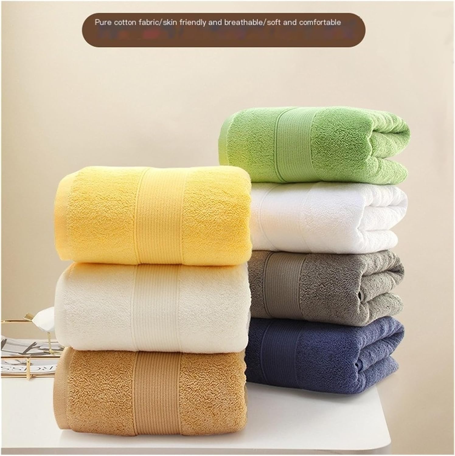 Cotton Towel Set, Thick and Soft for Bath and Face, 35x75cm(Green)