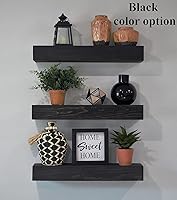 Vista 5 de Floating shelves wood-farmhouse shelves-black shelves above toilet-wall shelves-rustic wall shelf-gray floating shelves-kitchen shelf (36", Walnut)